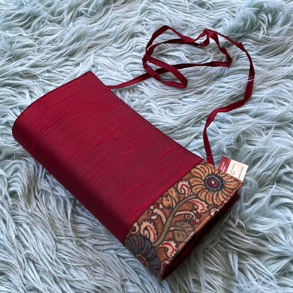 Ten Thousand Villages Silk and Cotton Clutch with Strap